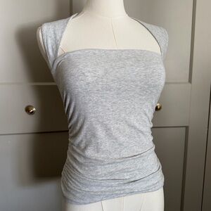 Abercrombie & Fitch Gray Ruched Square Neck Top Size S Like New